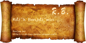 Rák Benjámin névjegykártya