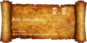 Rák Benjámin névjegykártya